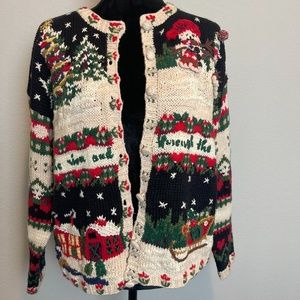 Vintage Croft And Barrow Ugly Christmas Cardigan Sz PL